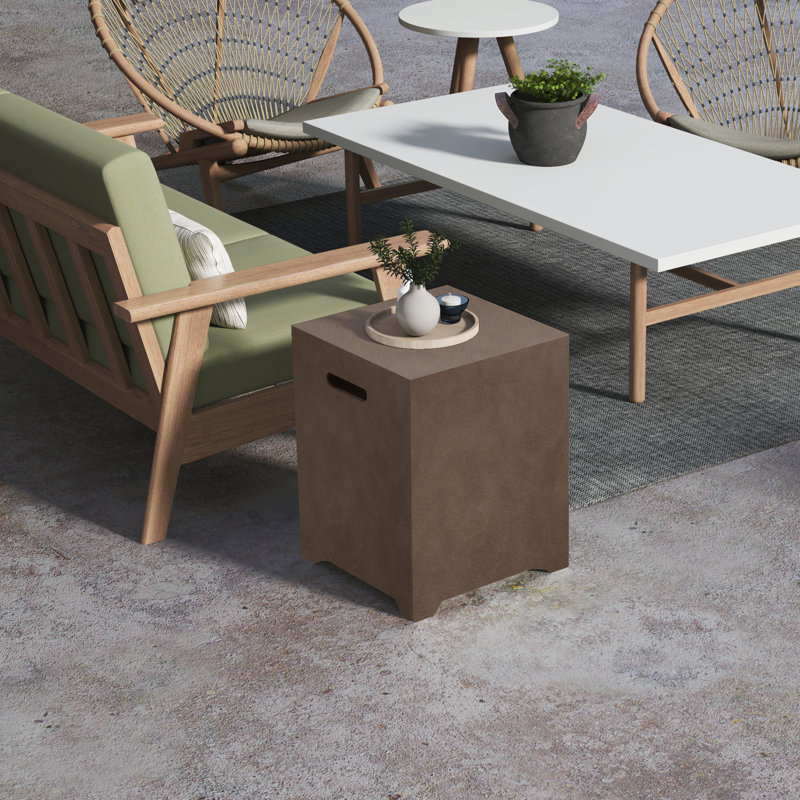 Laurina Petite table d'appoint carrée Garden Square, table de bout intérieure / extérieure, Brun foncé