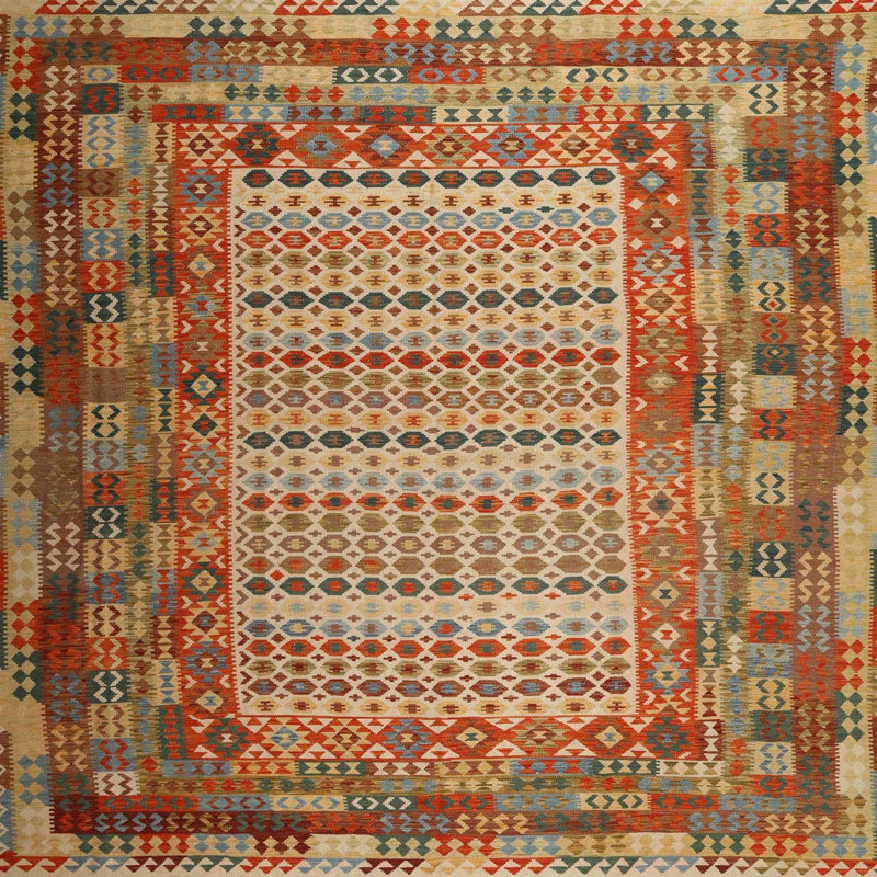 Tapis brun/beige contemporain, Carré 3 pi