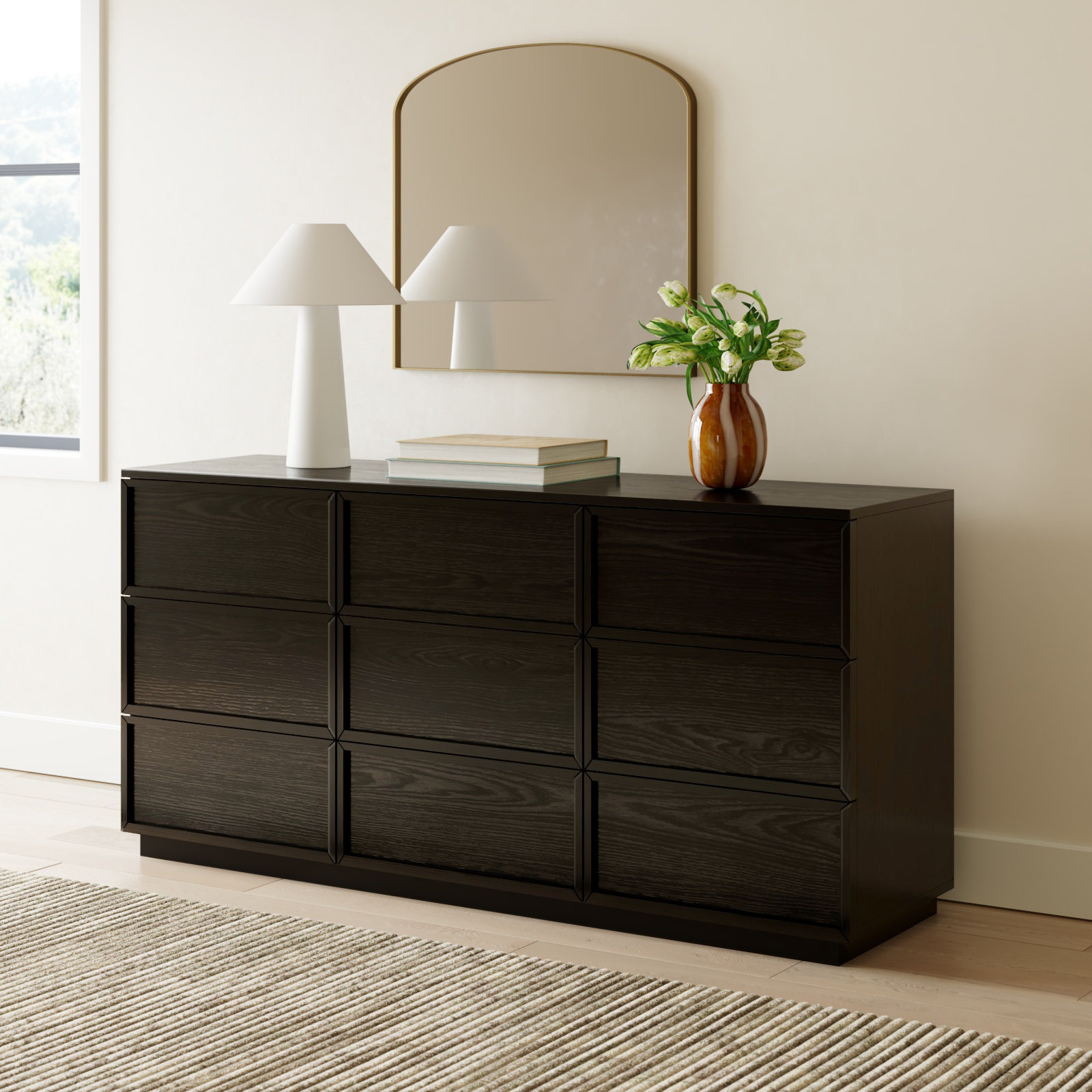 Hudson 72" Acacia Dresser, Black