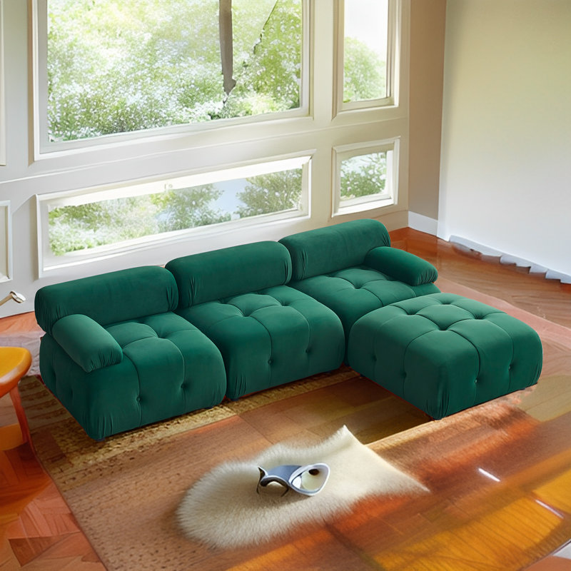 Modular Sectional Sofa, Button Tufted Designed And Diy Combination,L Shaped Couch With Reversible Ottoman