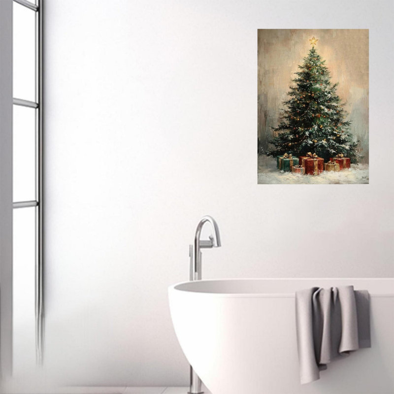 Art mural en toile 24 po x 36 po Snowy Festive Scene