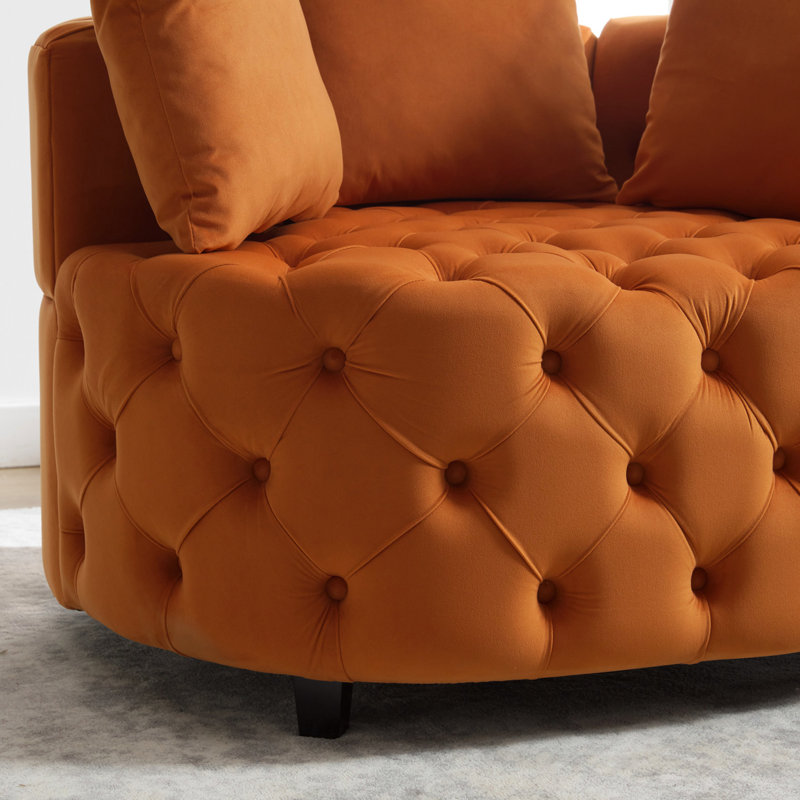 Chaise de 38 pouces de large - velours orange pour le salon - hauteur 16, Orange