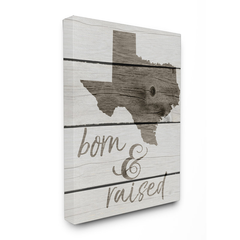 «Born And Raised Texas», reproduction d'art textuel, Toile tendue, H 20 po x l 16 po