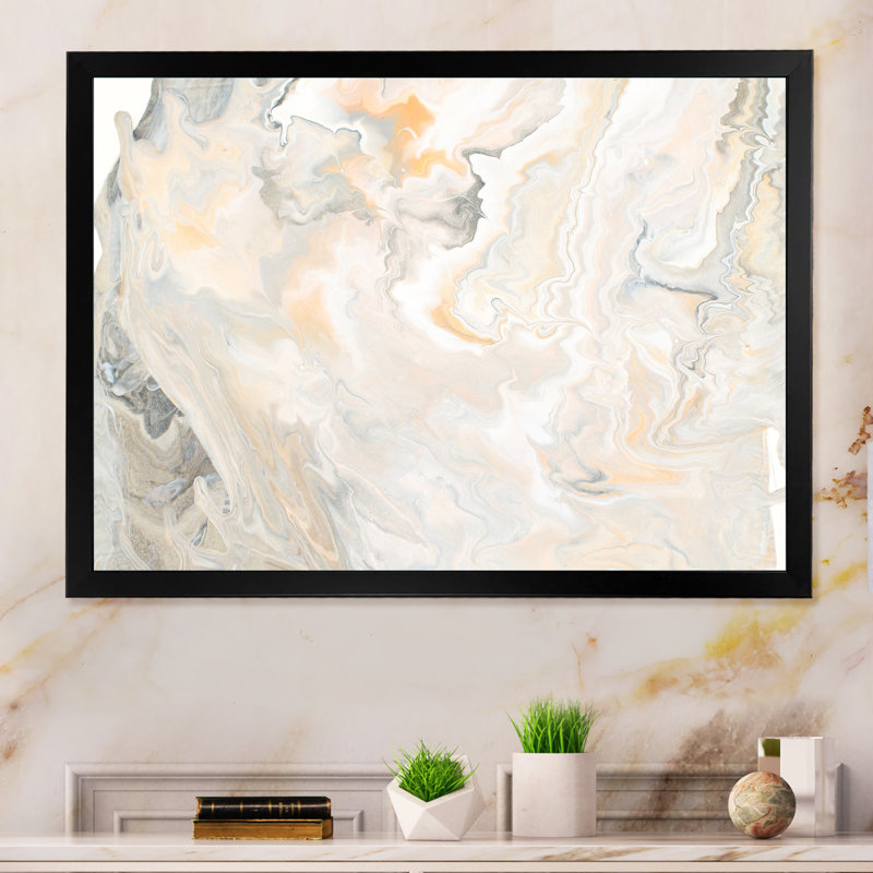 «Wave Art» dans les tons de crème, impression sur toile, Cadre noir, H 8 po x l 12 po x P 1 po