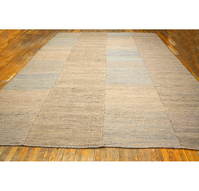 Enchanting Earth Tones Contemporary Handwoven Wool Shaker Style Flat Weave Rug