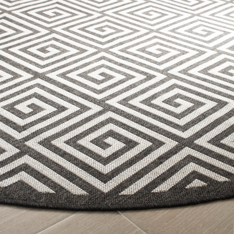 Gowanus 100 Performance Geometric Indoor/Outdoor Area Rug, Round 6'7"