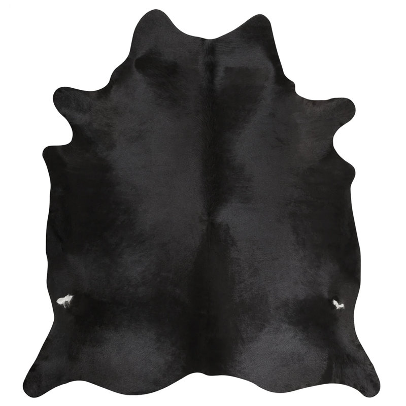 Black cowhide rug - genuine leather rug, Nouveauté de 7 pi x 7 pi 6 po