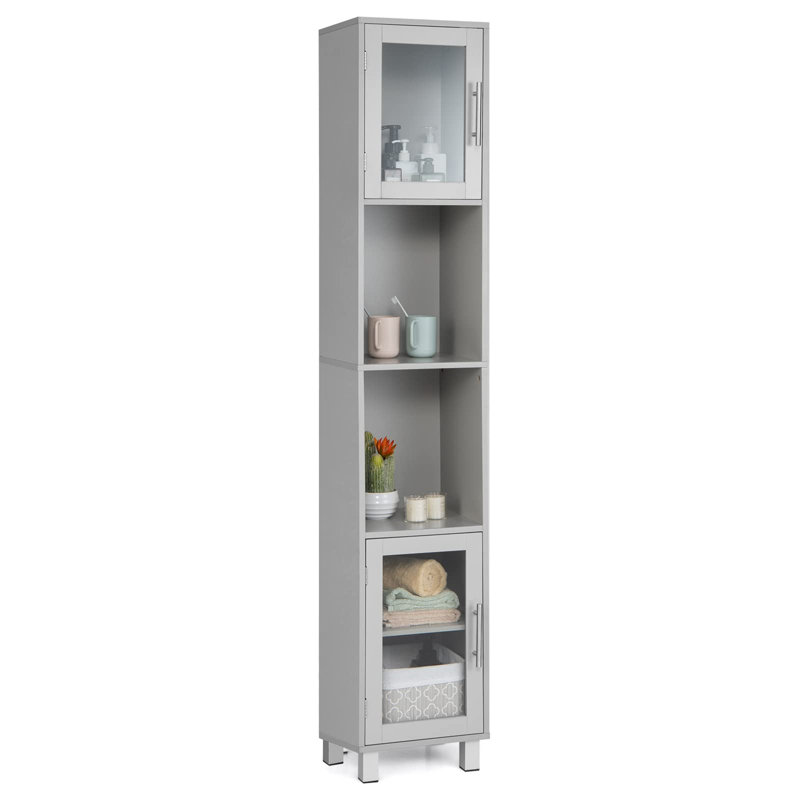 Ahil Freestanding Linen Cabinet, Grey