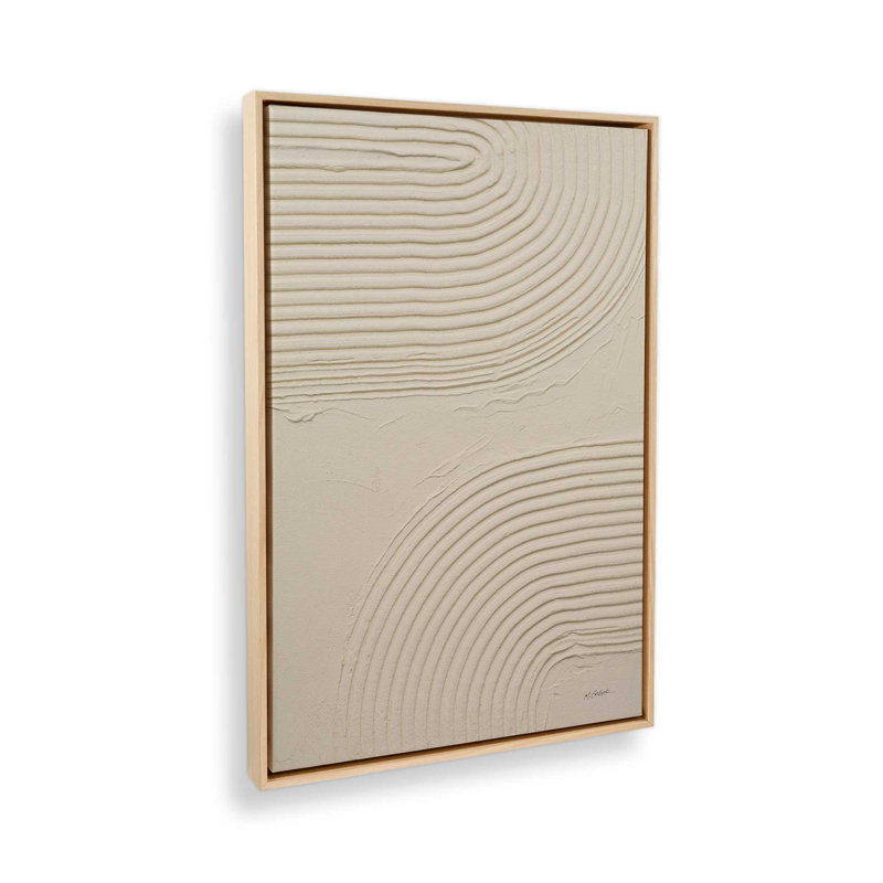 Echoed Curves in Beige II Canvas Print, 30.75" H x 20.75" W x 1.75" D, American Maple Floater Framed