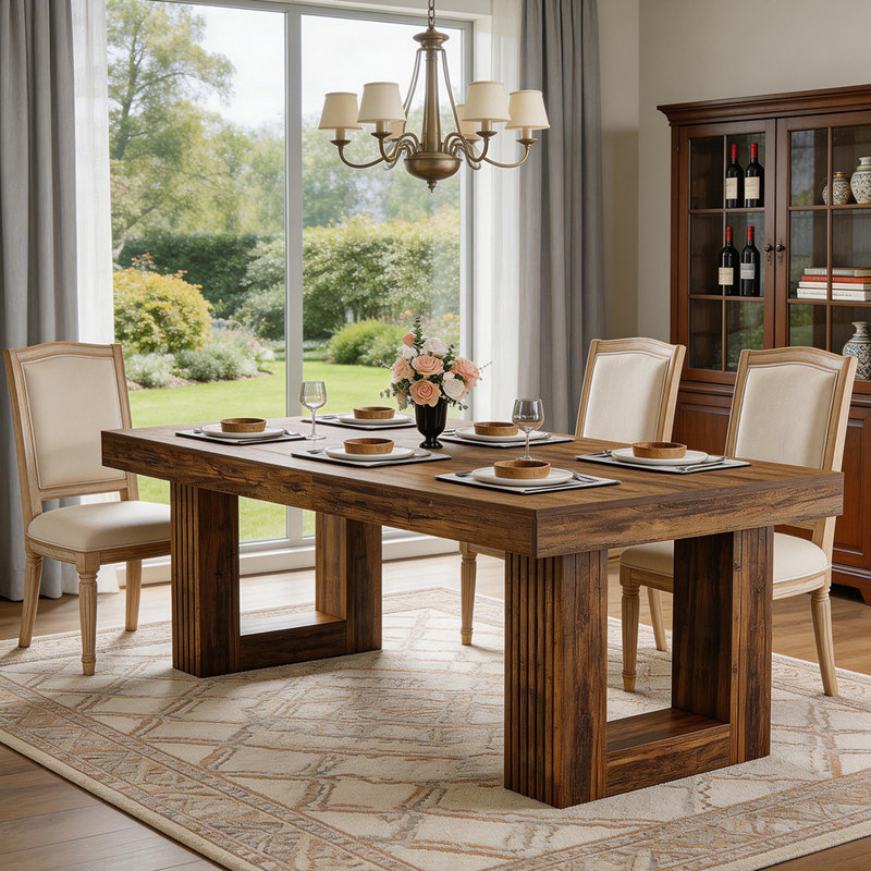 86.6-inch Dining Table for 8-10,  Farmhouse Rectangle Kitchen Table