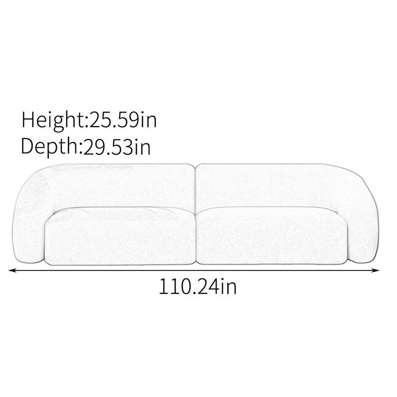 Creative inline sofa, 4, 25.59" H x 110.24" W x 29.53" D