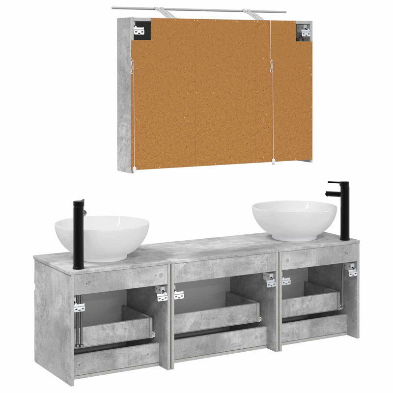 Vanity & Mirror Set, Grey