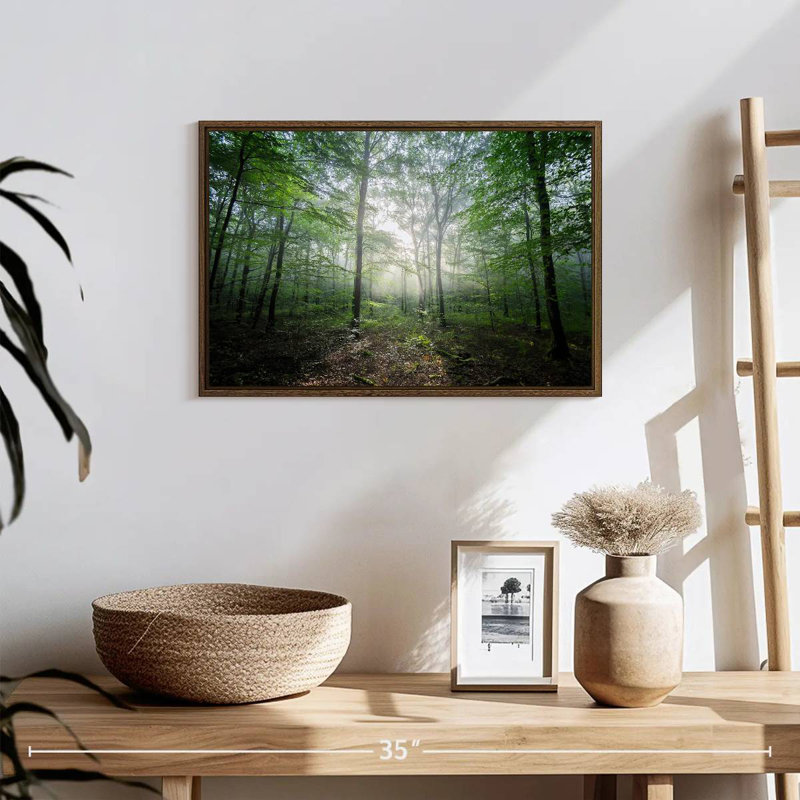 Lighting Forest II, 19 po x 13 po, Cadre flottant noyer