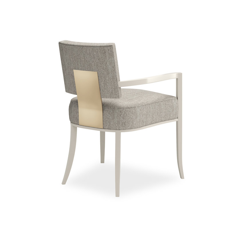 Caracole Classic Upholstered Arm Chair, Pearl/Gold, Gray