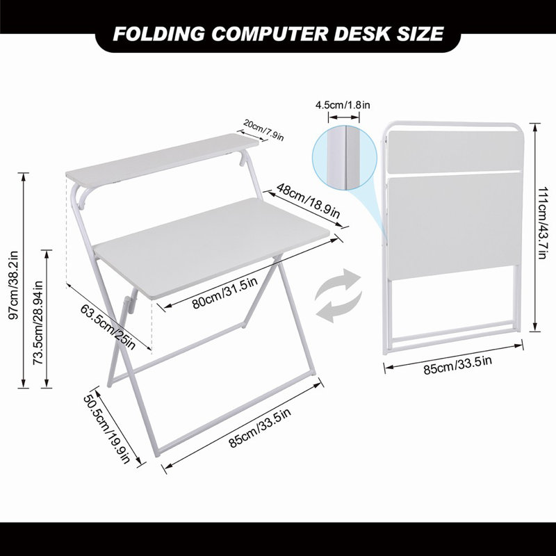 Metal Base Computer Desk, White, White