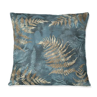 Gold Blue Tropical Plants - Tropical Pillow