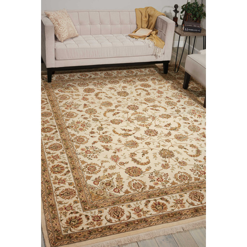 Tapis ivoire fait à la main Bilbrey, Rectangle 11 pi 6 po x 8 pi 6 po