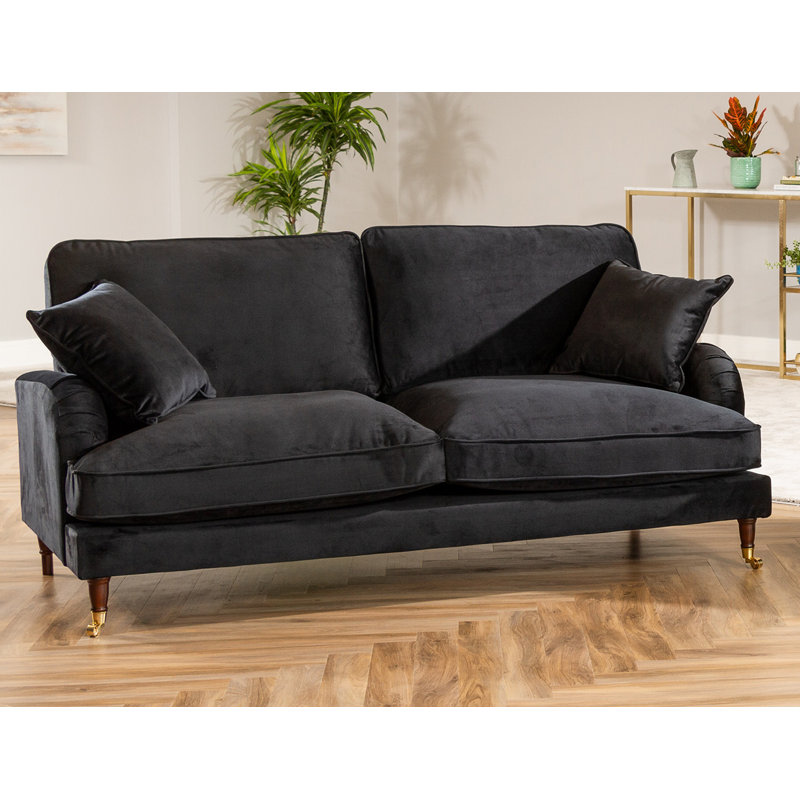 Fabiola Velvet Sofa, Black, 3
