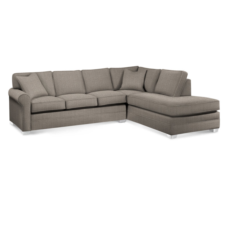 Bedford Upholstered Sectional, Frost White Finish, Stone Crypton Performance; 0884-83, Right Hand Facing