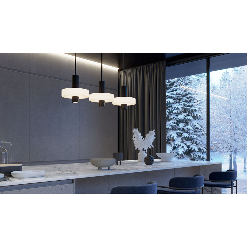 Luminaire suspendu linéaire 3 lumières Sydney - 120V - 63W - 5 CCT, Noir, noir, noir, noir