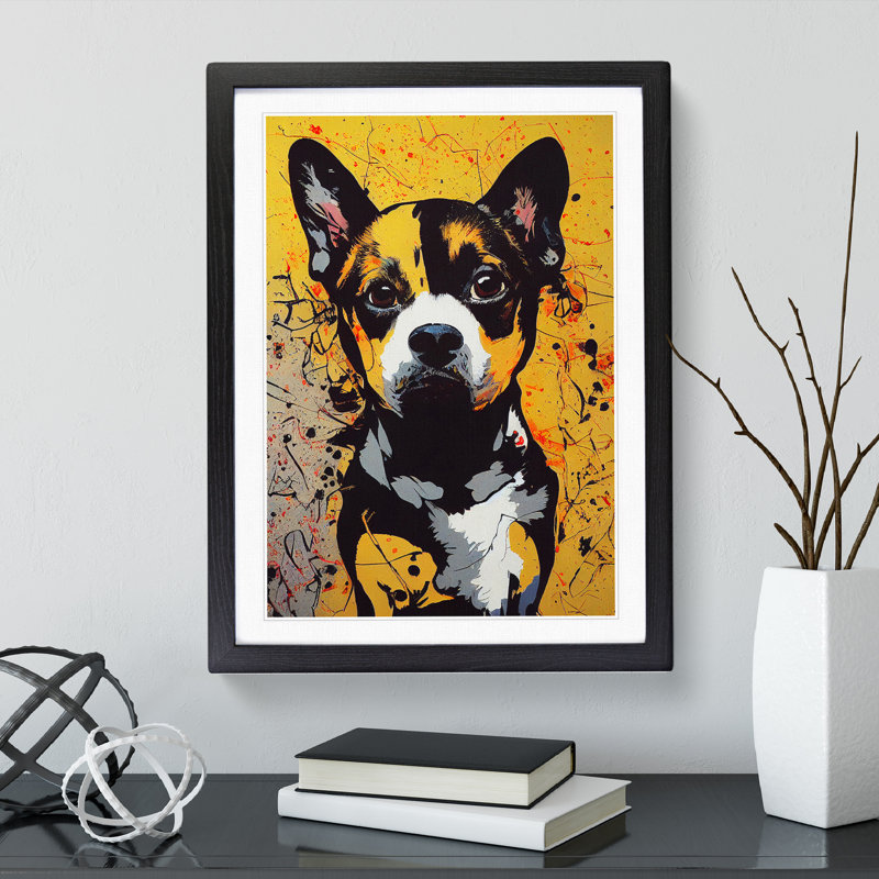 Dog Graffiti No.3 - Single Picture Frame Print, Black, 64cm H x 46cm W x 2cm D