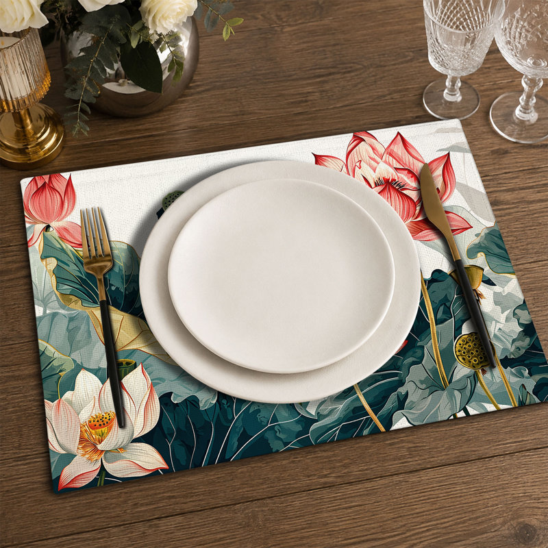 4-Piece Polyester Rectangle Dining Table Placemat