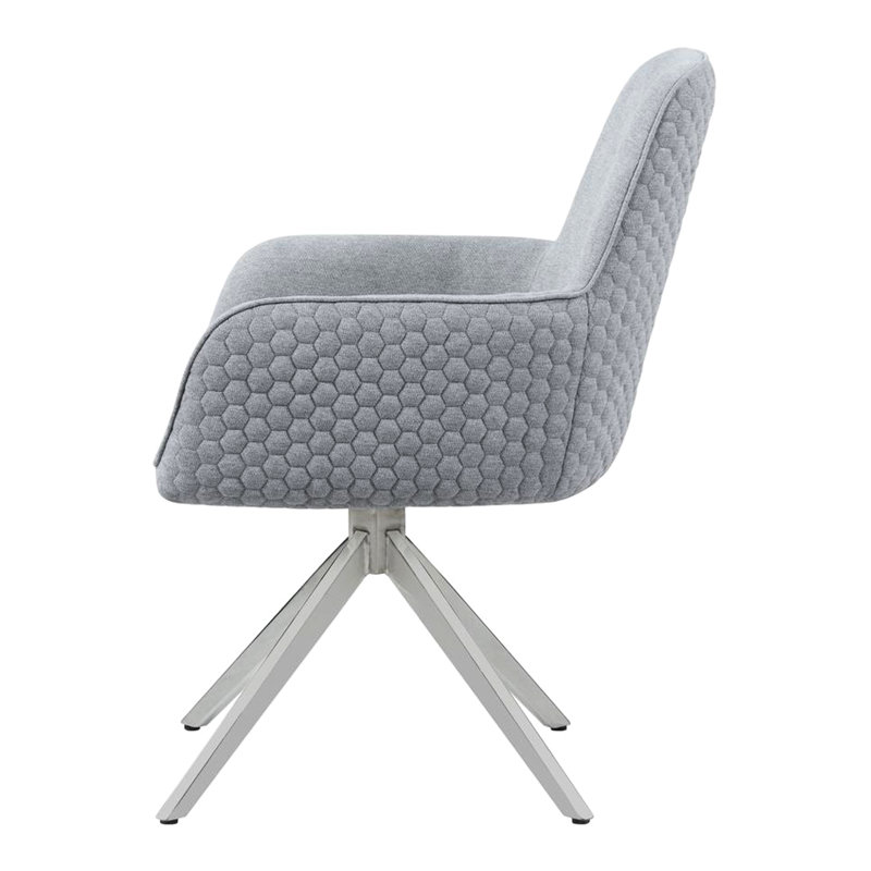 Chaise de salle à manger moderne et élégante en tissu d'ameublement gris avec pivotement sur 360 degrés