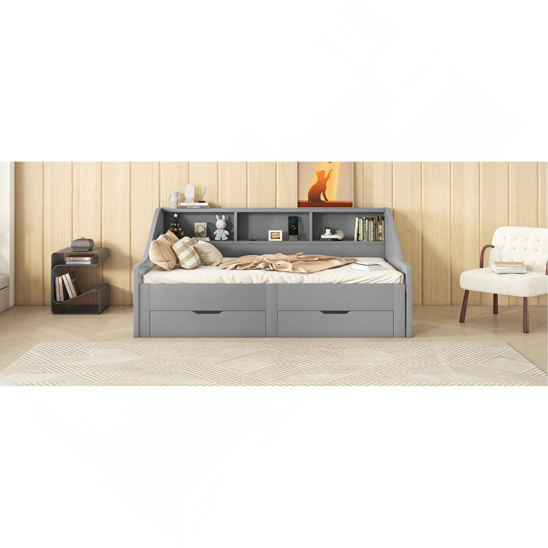 Lit de jour polyvalent avec conception extensible, fabrication robuste et station de charge pour une utilisation pratique