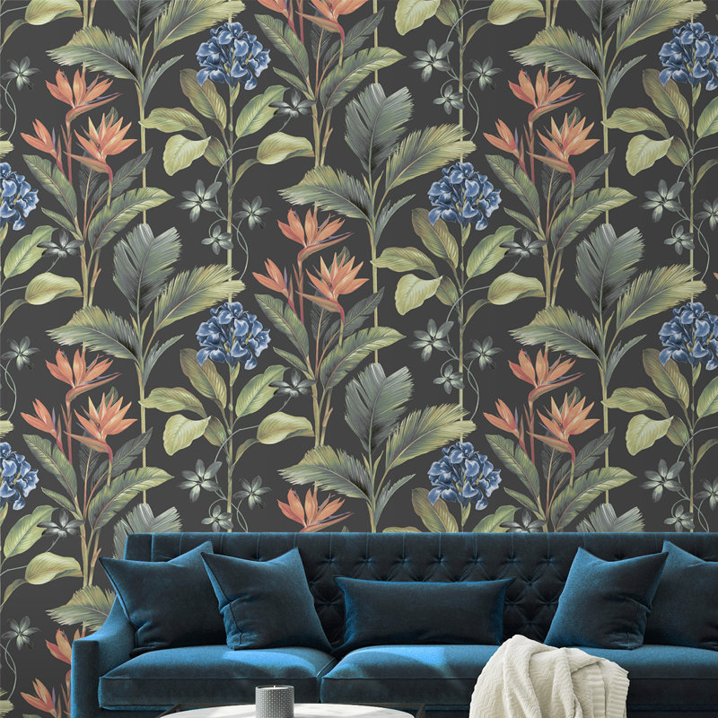 Reddick 10.05m x 53cm Matte Wallpaper Roll, Charcoal