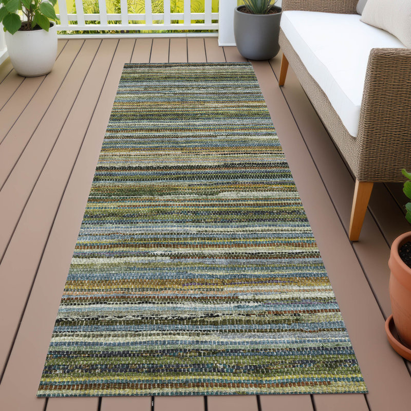 Tapis intérieur / extérieur lavable à la machine Chantille ACN2717, Vert, Tapis de couloir 2 pi 3 po x 7 pi 6 po