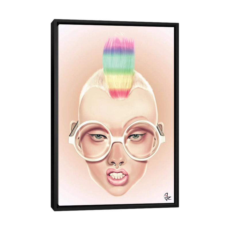 Rainbow, impression sur toile tendue, H 26 po x l 18 po x P 1,5 po, Toile avec cadre noir, Pas de tapis