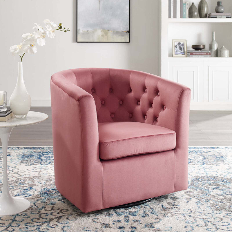 Fauteuil pivotant en velours Performance Prospect, Velours vieux rose
