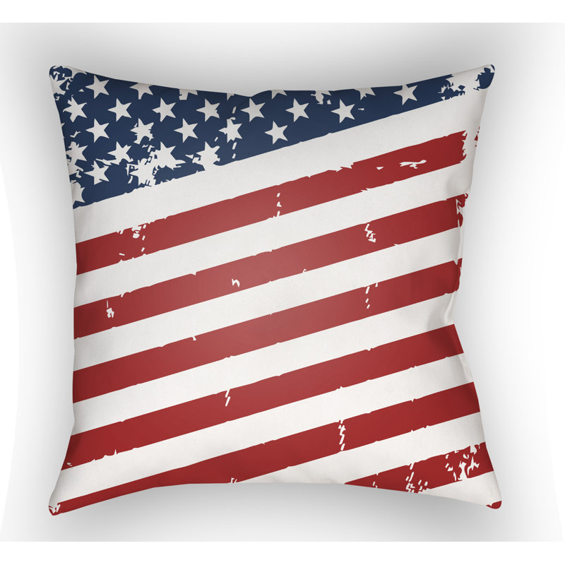  Americana III Indoor/Outdoor Throw Pillow, Red / Blue, 20" H x 20" W x 4" D