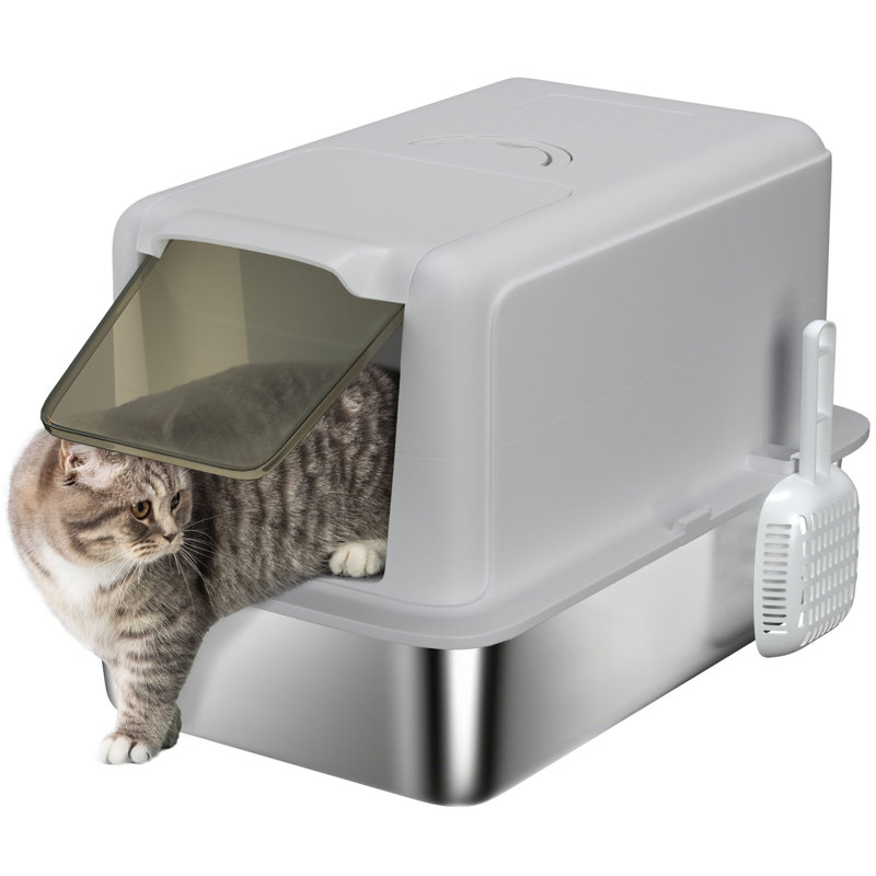 Enclosed Litter Box with Built-in Scoop