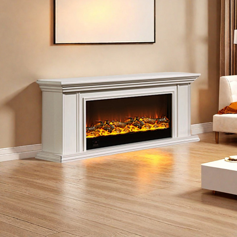 Meuble télé American Fireplace, Ivoire ivoire, 59.06"