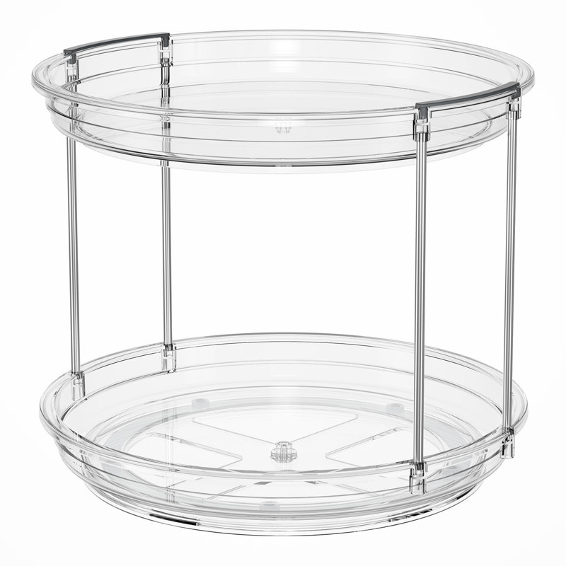 2 Tier Lazy Susan Turntable Organizer 9.25'' Rotating Spice Rack Organization, Clear