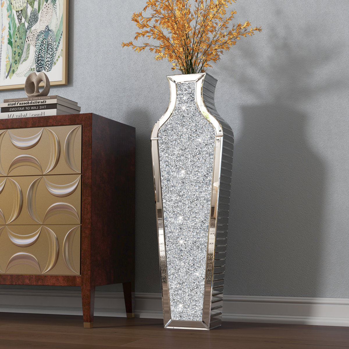 Luxurious High End accents - DeGrailly Crystal Glass Floor Vase