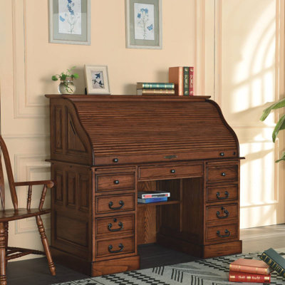 Solid Wood Secretary Desk with Power Outlet