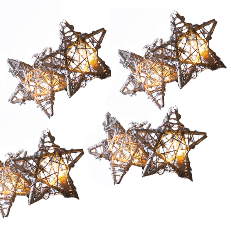 Battery-Powered Rattan Star Christmas Tree Lights
