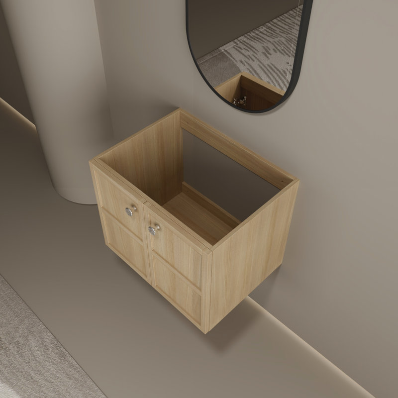 Meuble-lavabo de rangement en contreplaqué de chêne 24 po - Lignes épurées et look moderne dans un mobilier pratique et élégant