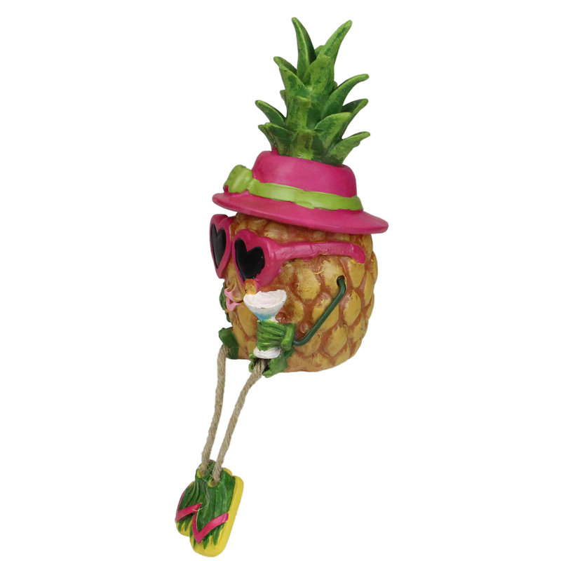 6.25" Tropical Girl Pineapple with Cocktail Outdoor Garden Statue