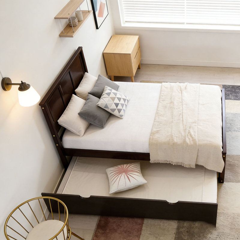 Lit plateforme avec lit gigogne simple, Gris