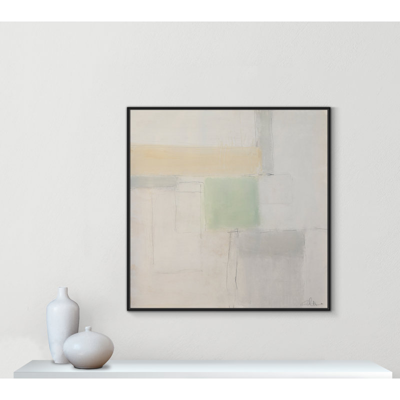 «Veasey Powder Room Whispers-I» par - reproduction de cadre flottant sur toile, H 46,5 po x l 46,5 po x P 2 po, Cadre noir