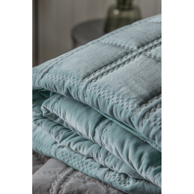 Nederland Cotton Solid Colour Bedspread, Duck Egg