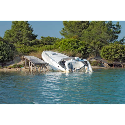 Bateau qui coule - peinture sur toile tendue