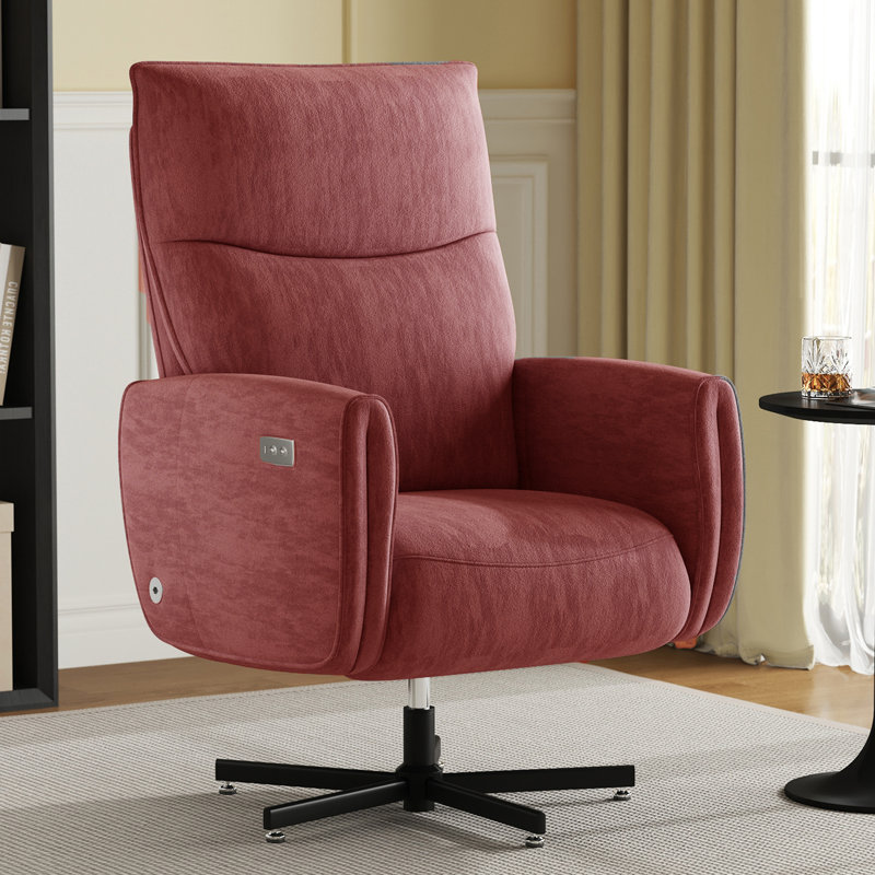 Fauteuil inclinable électrique de 29 po avec base pivotante en métal, Rouge