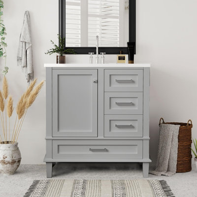 30" Single Bathroom Vanity with Ceramic Top