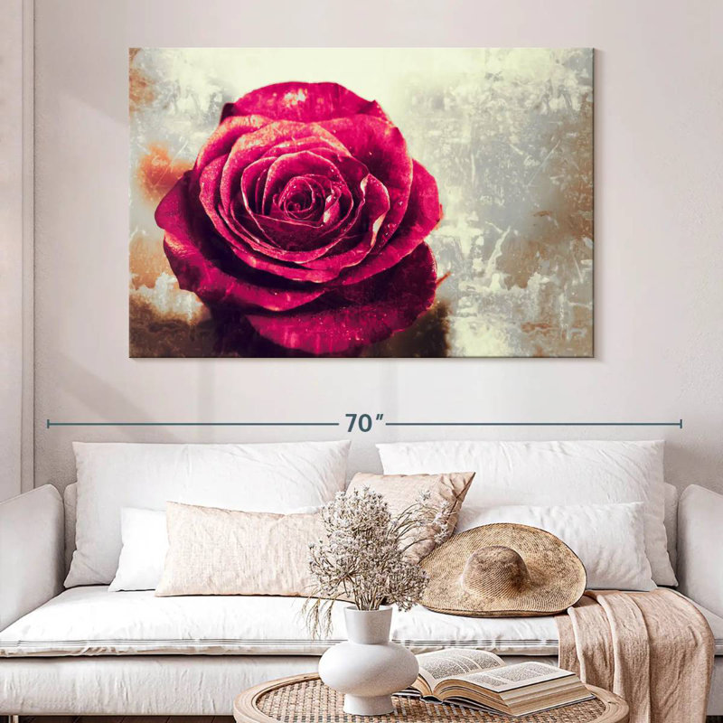 Harnek Textured Grunge Rose, 34" H x 51" W