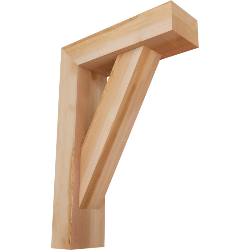 5 1/2"W x 18"D x 26"H Traditional Block Smooth Bracket w/ Offset Brace, Western Red Cedar, 26 x 18
