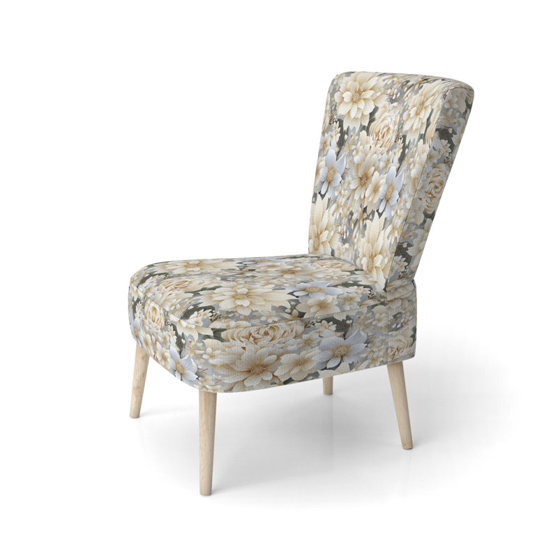 Chaise d'appoint blanche rembourrée de style mandarine et motif bohème III